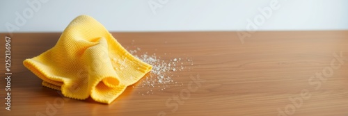 Cleaning cloth with a fresh mood representing tidiness against a wooden background