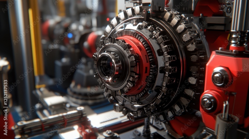 A multi-axis hybrid manufacturing machine producing intricate industrial parts. A multi-axis hybrid manufacturing machine producing intricate industrial parts.