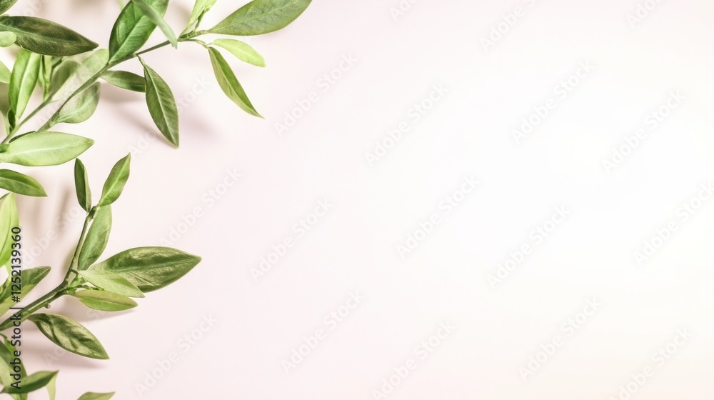 Serene Green Leaves Gently Swaying in a Light Breeze on a Soft Background Space Serene Green Leaves Gently Swaying in a Light Breeze on a Soft Background Space