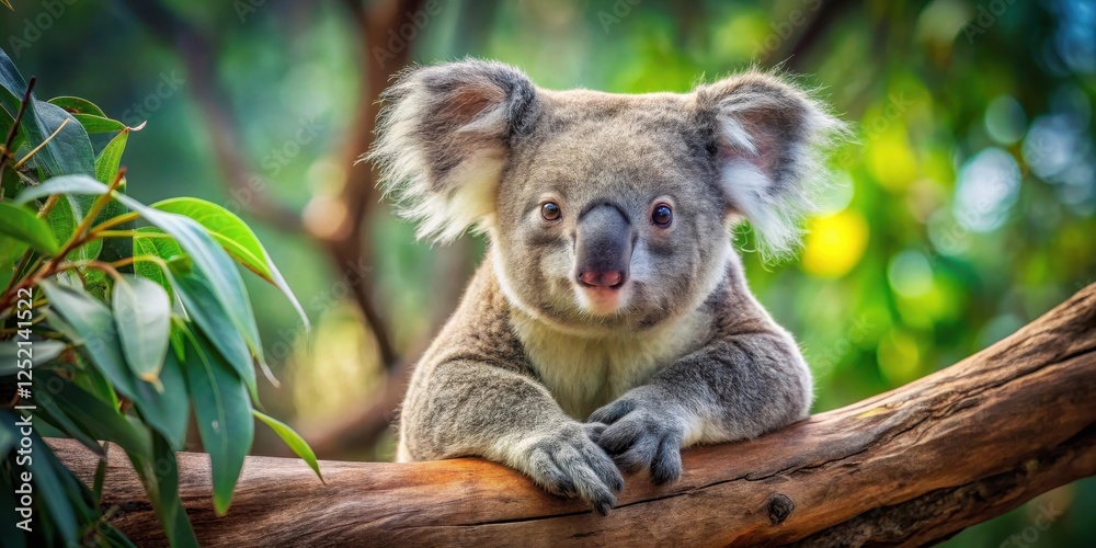 Fototapeta premium Koala in eucalyptus tree, relaxing , nature, branch, nature, branch