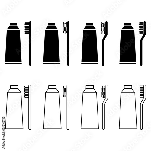 Set of Tooth brush care icon, dental hygiene web sign vector illustration .