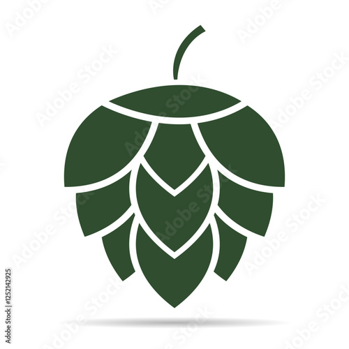 Hop icon beer shadow cone leaf sign,pub herb design, nature seed vector illustration .