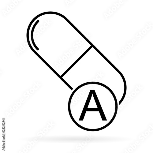 Vitamin A shadow icon, healthy medicine pill supplement symbol, complex mineral vector illustration .