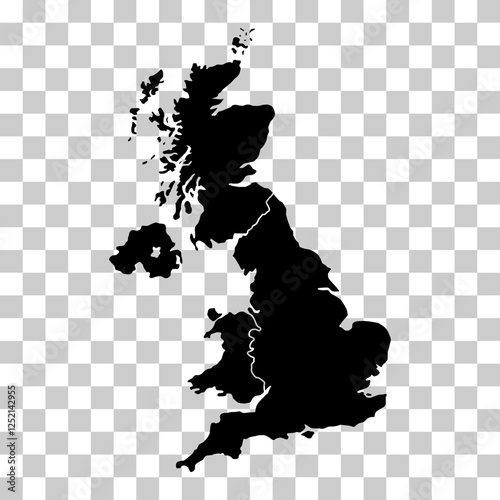 The United Kingdom of Great Britain and Northern Ireland map, detailed web vector illustration .