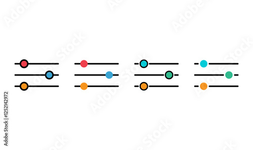 Set of Volume mixer icon, filter sound symbol button, switch sign vector illustration .