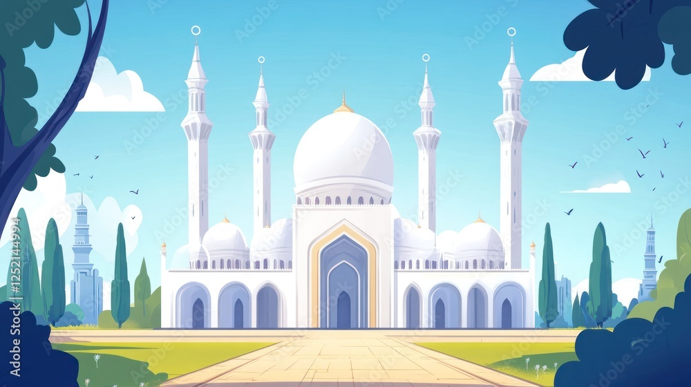 Obraz premium A stylized depiction of a grand mosque.
