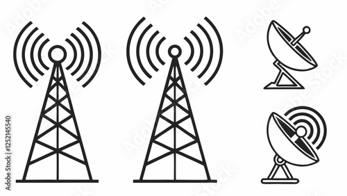 Simple Line Art Illustration of Radio Communication Equipment