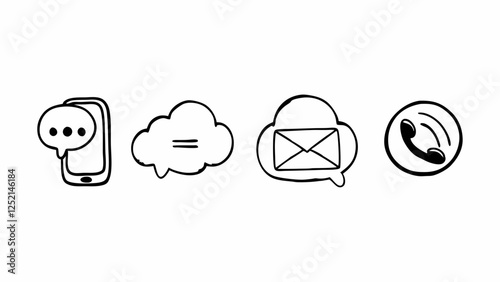 Simple Hand-Drawn Communication Icons for Website or App