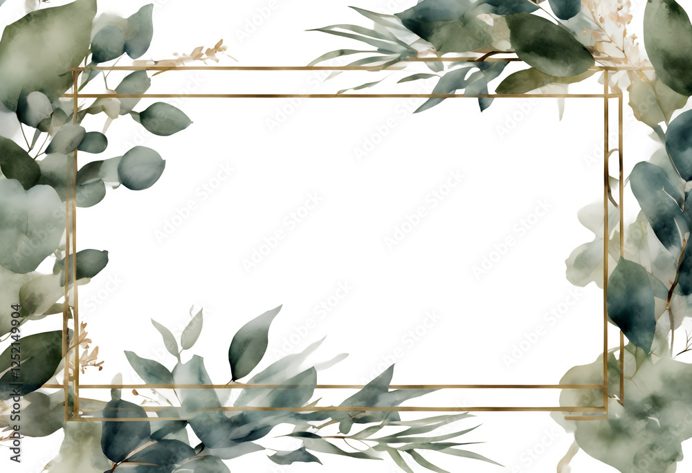 botanical eucalyptus abstract set wallpapers border floral green leaf gold illustration background stationary fashion watercolor frame tree olive branches collection bouquet wedding art leaves
