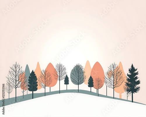 Poster on renewable forestry with a minimalist geometric landscape and timber regeneration cycles