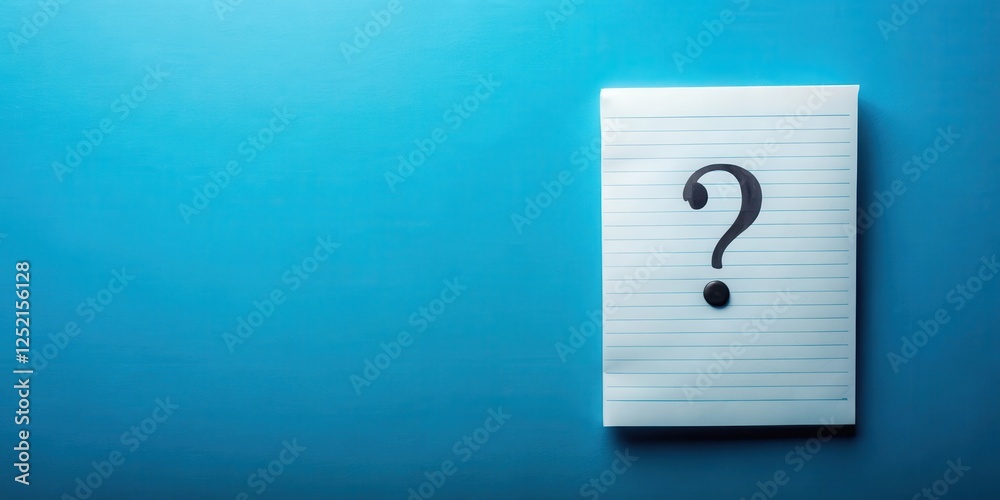 A blank note sheet with a question mark in the center A blank note sheet with a question mark in the center