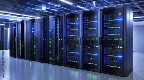 Illuminated Server Racks In Modern Data Center