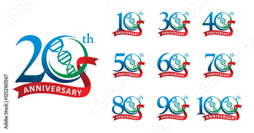 Set of anniversary design dna number