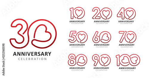 Set of anniversary design love line number