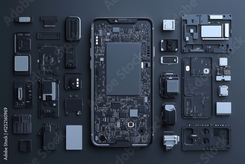 Disassembled smartphone showing internal components in detail
