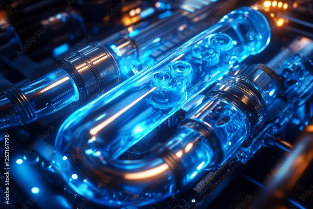 Naklejka premium Abstract view of glowing blue data cables