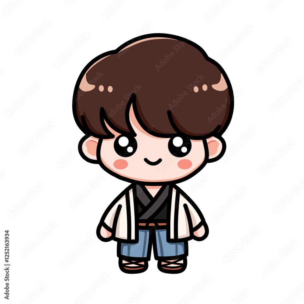 Cute Character with Brown Hair and Casual Outfit Clip Art Illustration Cute Character with Brown Hair and Casual Outfit Clip Art Illustration