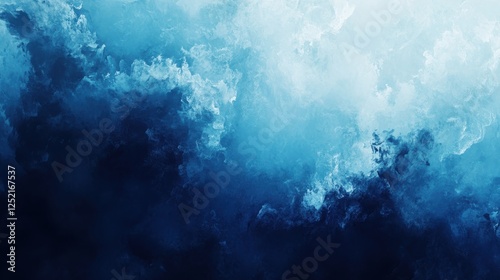 Wallpaper Mural Abstract rendering featuring textured shapes in shades of blue Torontodigital.ca