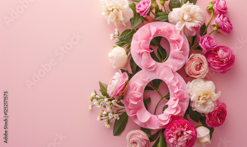 pink Number 8 , international women's day background	