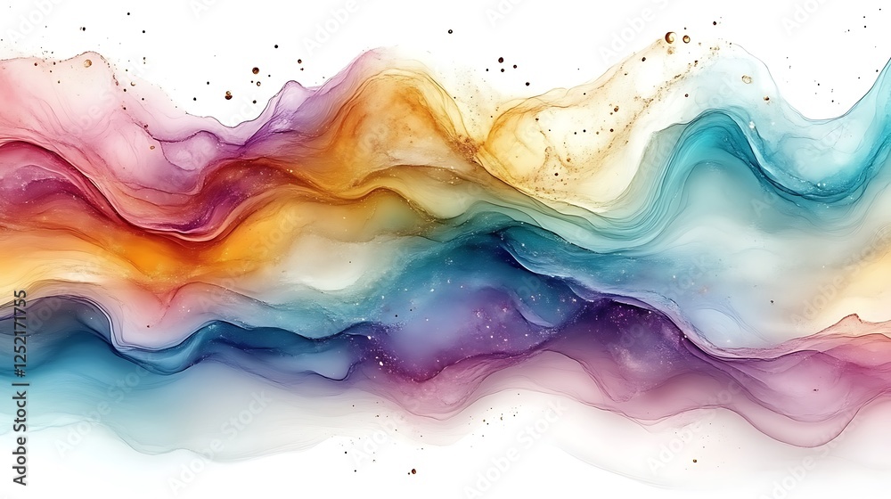 Abstract Fluid Art Colorful Waves Design