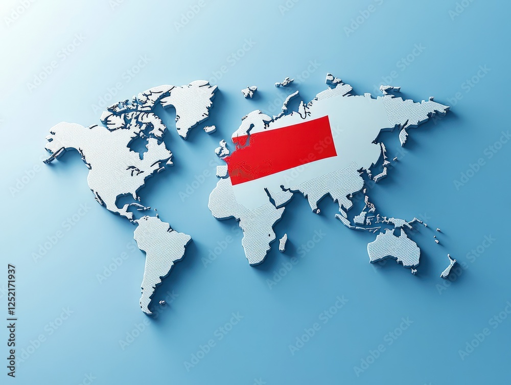 Fototapeta premium 3D Pixelated World Map with Red Rectangular Area