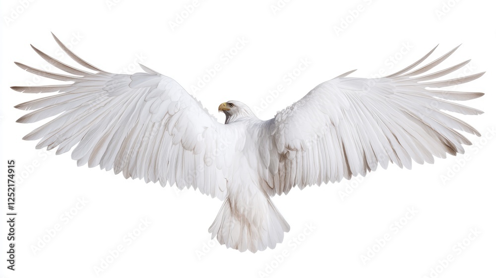 Obraz premium Majestic White Bird Spreading Its Wings Against a Bright Background