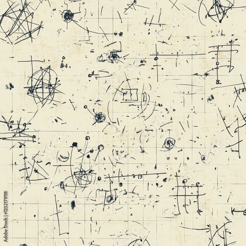 Chaotic sketches and lines on a grid like surface