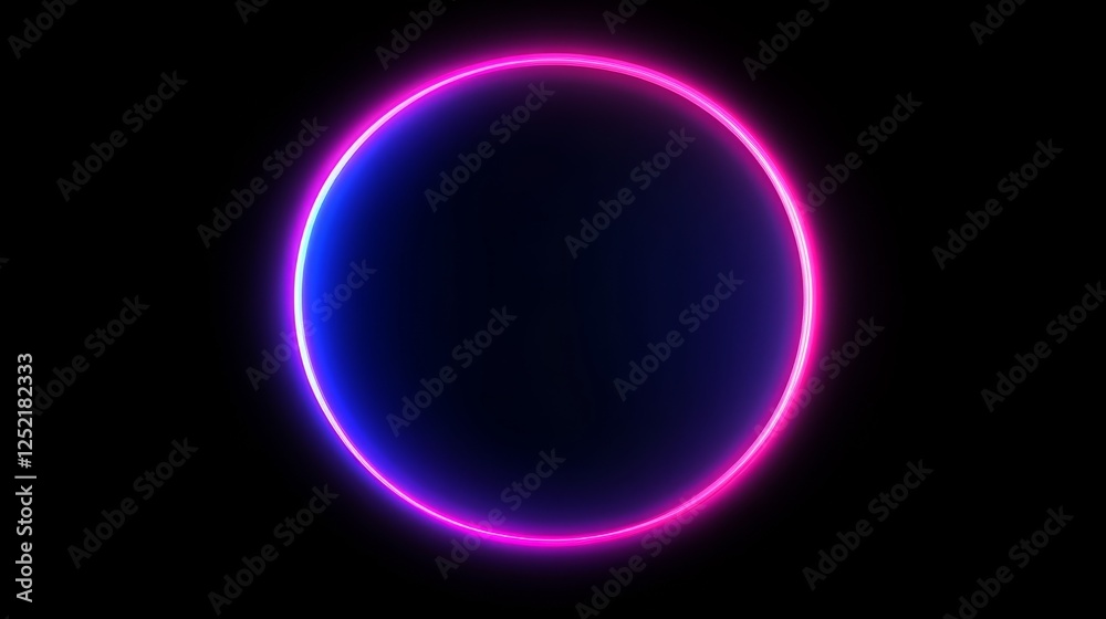 Glowing neon circle on black background, futuristic abstract design Glowing neon circle on black background, futuristic abstract design
