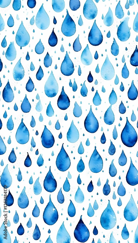 drops painted rain hand olated seamless watercolor pattern white water dripped blue liquid rain drop wet droplet illustration abstract colours icon clean drip nature isolated symbol dew white