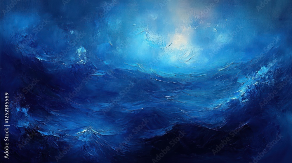 Naklejka premium Abstract Ocean Waves Deep Blue Textured Background for Portraits and Photography
