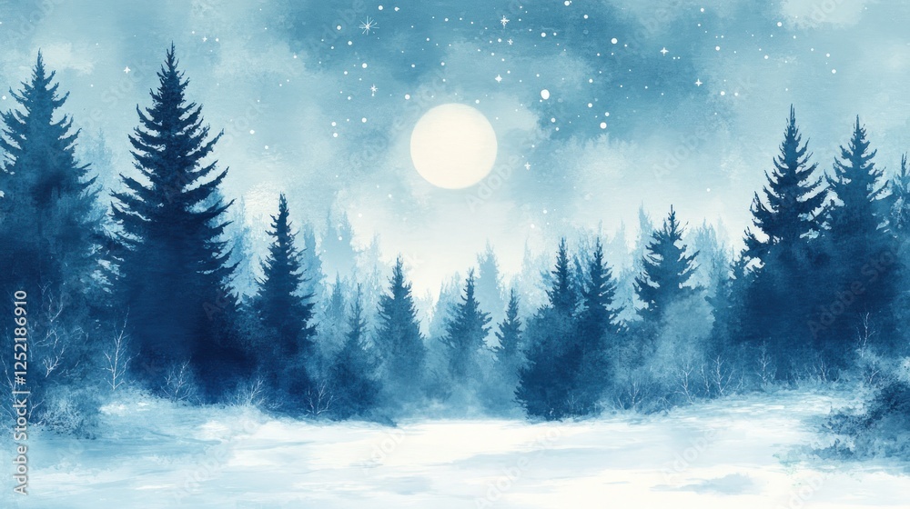 Serene Winter Forest Underneath a Full Moon Serene Winter Forest Underneath a Full Moon