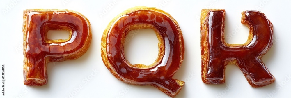 Hyper-Realistic Caramelized Pastry Letters P Q R Dessert Flan Photography Hyper-Realistic Caramelized Pastry Letters P Q R Dessert Flan Photography