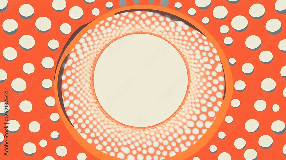 Abstract Orange Background With White Circles And Central Blank Space Abstract Orange Background With White Circles And Central Blank Space