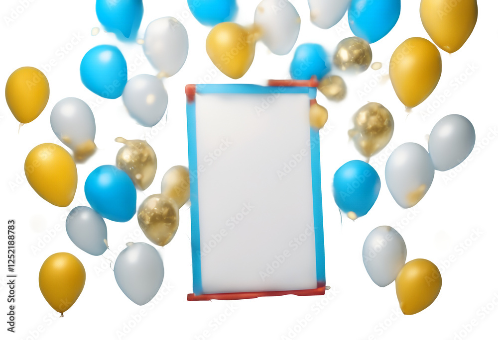celebration bunch helium vertical place party birthday flyer copy blue ballon bright paste card background space celebrate advertising balloon balloons decor text poster anniversary web banner empty