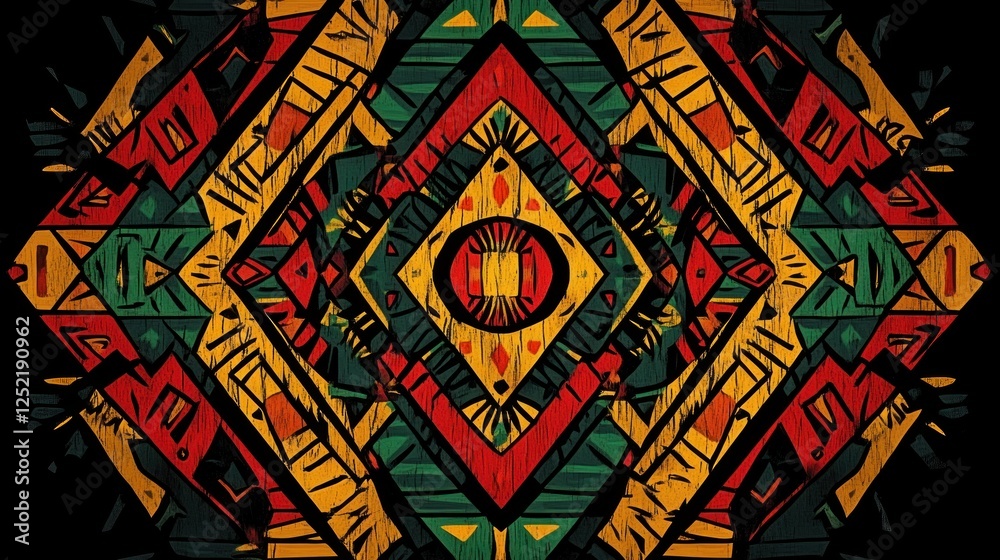 vibrant african tribal geometric pattern bold colors black red yellow green seamless design vibrant african tribal geometric pattern bold colors black red yellow green seamless design