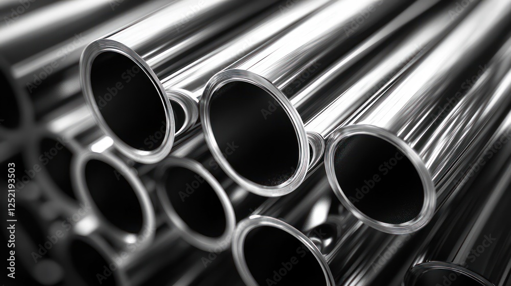 Polished Stainless Steel Tubes Geometric Abstract Composition Industrial Background Polished Stainless Steel Tubes Geometric Abstract Composition Industrial Background
