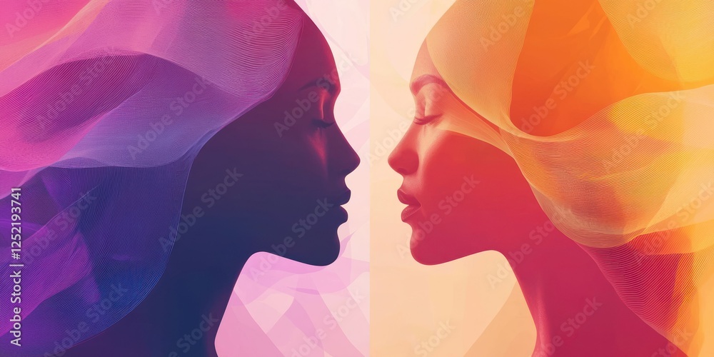 A modern International Women's Day abstract design with fluid shapes and gradients of empowerment. A modern International Women's Day abstract design with fluid shapes and gradients of empowerment.