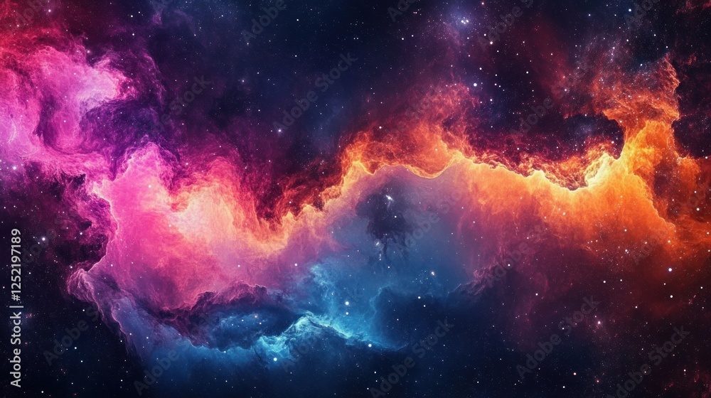 Obraz premium vibrant nebula and galaxy swirling in deep space showcasing the wonders of the universe in colorful abstract art