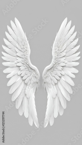 Obraz na płótnie feathers olated an white wings background angel angel wing white angelic wingspan feather bird flight heaven god easter archangel fluffy eagle cygnet tattoo fantasy freedom guardian generative ai w salonie