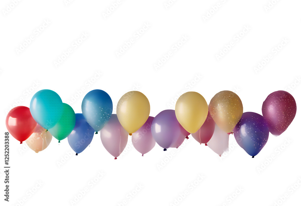party balloons orange white green silver yellow balloon cut-out pink red row background streamer blue floating