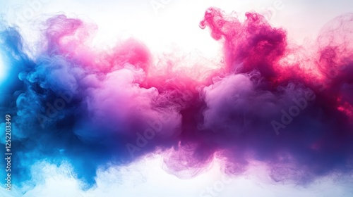 Abstract Art Smoke in Water with Pink and Blue Ink Pigment Waves and Soft Light Dreamy Effects