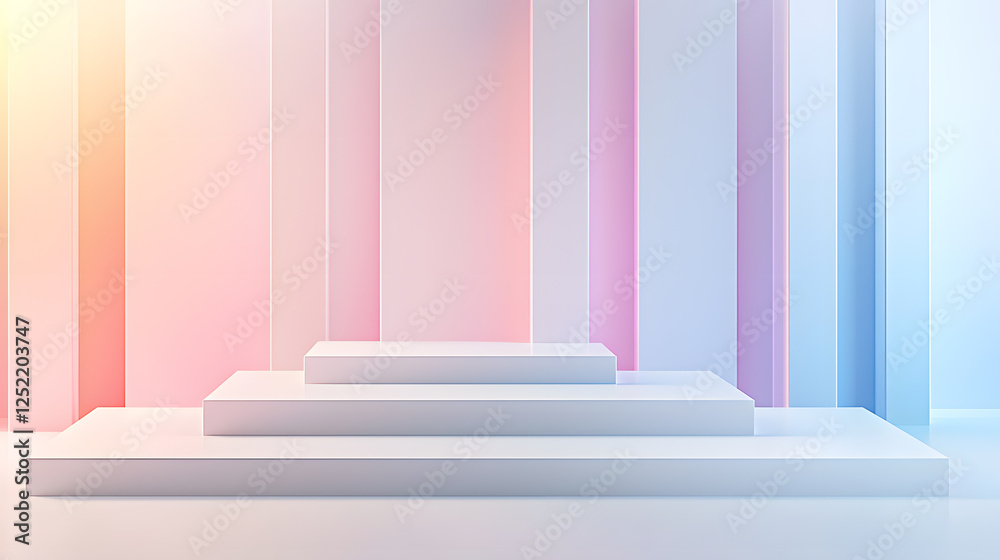 Obraz premium Modern artistic display stage minimalist gallery digital presentation bright environment dynamic perspective creative concept