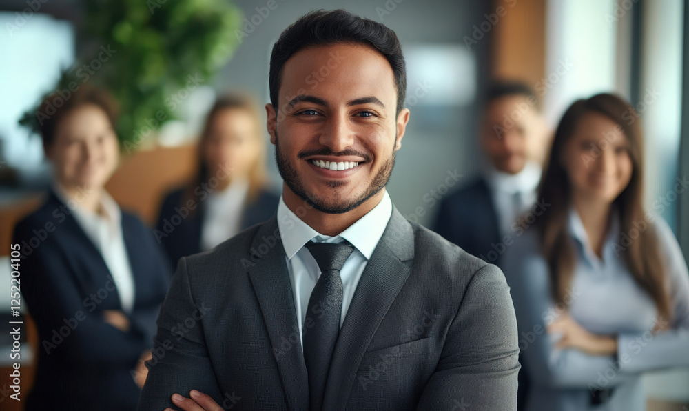 Young business man smiling at the camera in the office Young business man smiling at the camera in the office