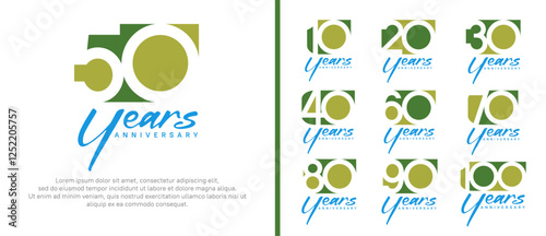 anniversary logo set. vector design green color can be use for celebration moment