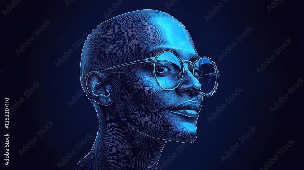 Obraz premium Gandhi Jayanti Celebration Illustration Bald Figure with Glasses Minimalist Design