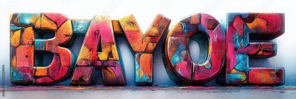 Fototapeta premium Colorful 3D Letters D E F Graffiti Street Art Urban Art Textures Illuminated Wall Alphabet