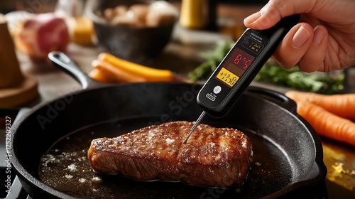 Wallpaper Mural Chef checking the heat of meat by using digital meat thermometer Torontodigital.ca