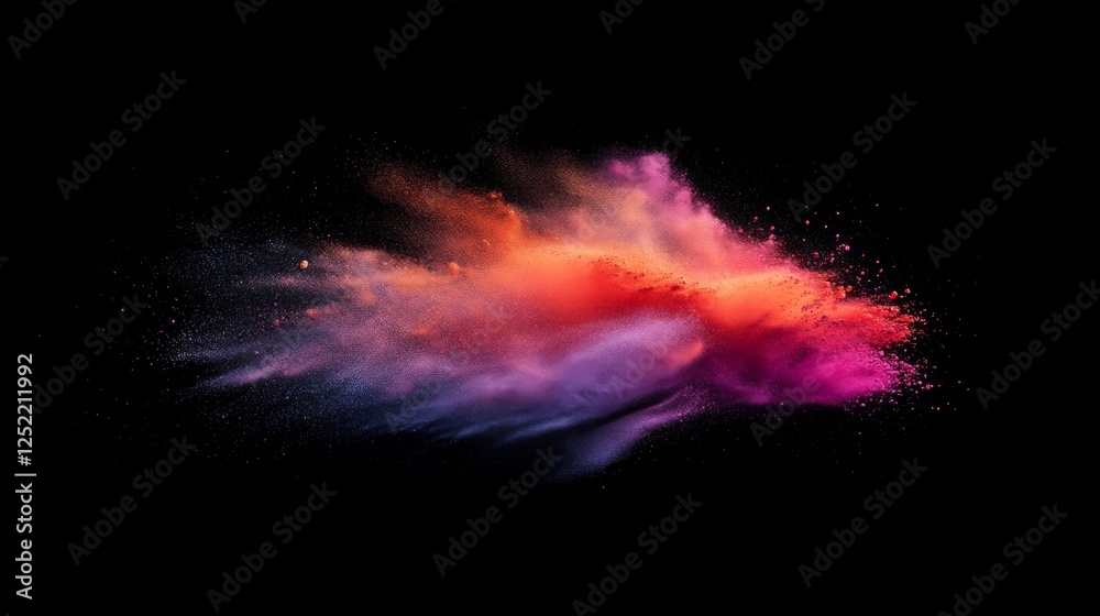 Colorful cloud of powder explosion on black background, vibrant abstract art. Dynamic color splash concept Colorful cloud of powder explosion on black background, vibrant abstract art. Dynamic color splash concept