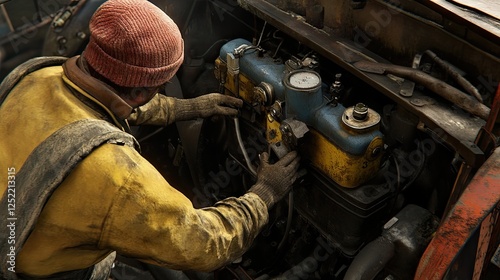 Wallpaper Mural A mechanic checking coolant fluid after the tank is topped off in an engine. Torontodigital.ca
