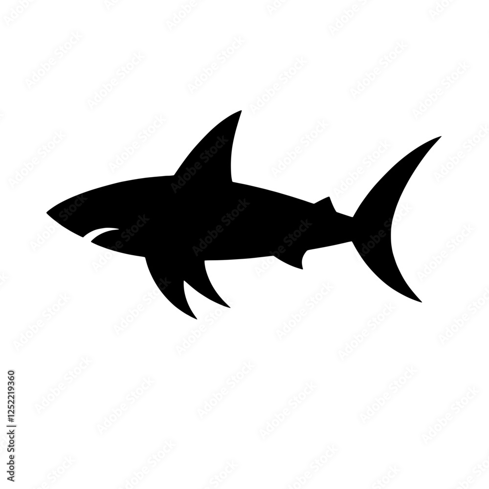 Shark Silhouette: A bold, minimalist silhouette of a shark, a powerful symbol of strength, speed, and the ocean's untamed power. Perfect for designs needing a strong, iconic image. Shark Silhouette: A bold, minimalist silhouette of a shark, a powerful symbol of strength, speed, and the ocean's untamed power. Perfect for designs needing a strong, iconic image.